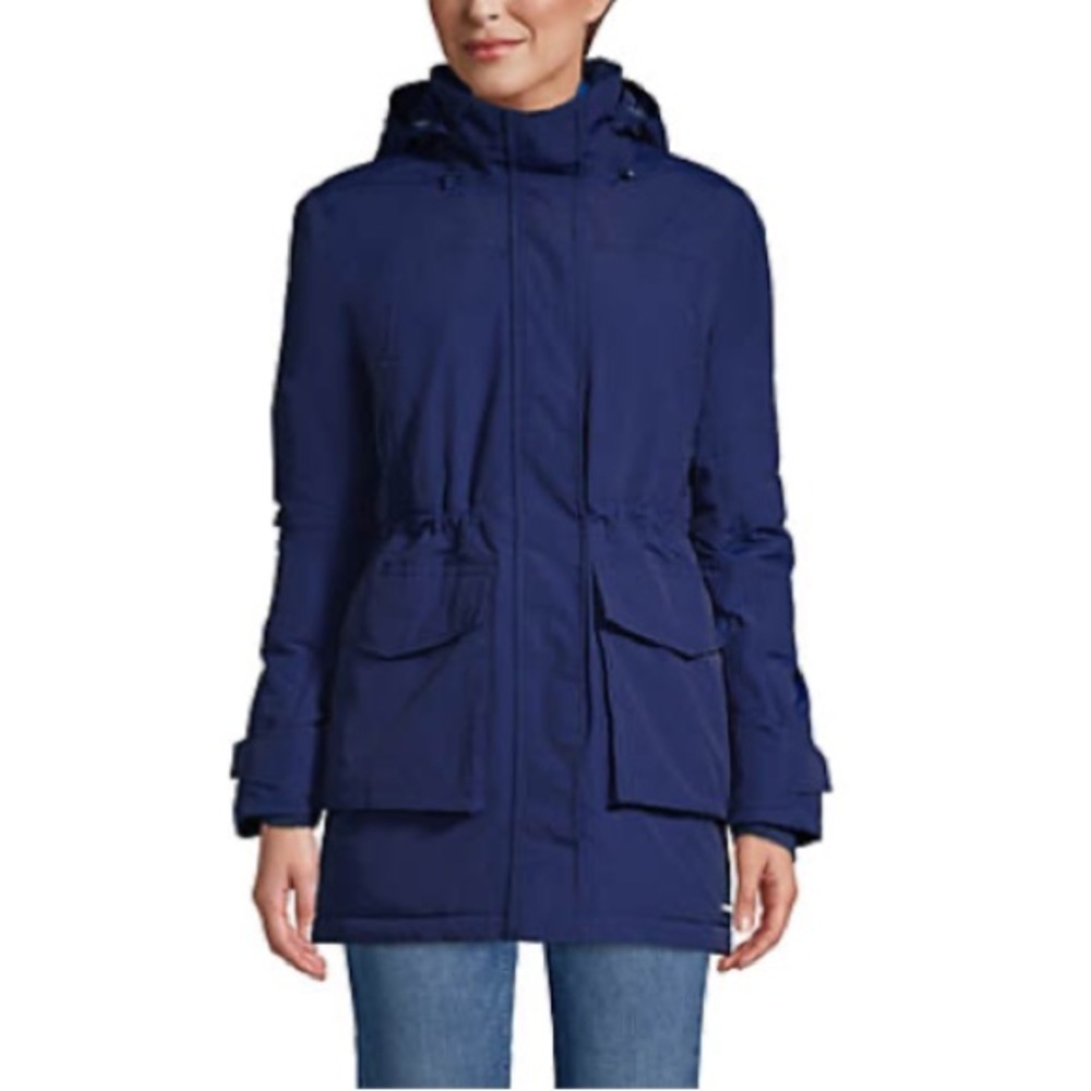LANDSEND Womens Squall Insulated Waterproof Warm Winter Fleece Lined Parka Navy